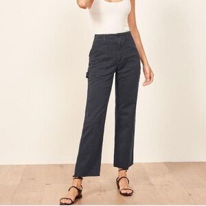 Reformation Cargo Crop Navy Pants!
